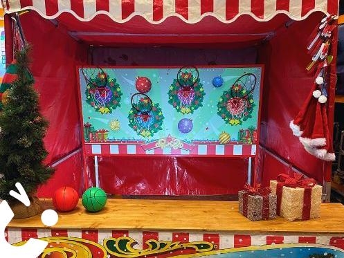 Christmas Bauble Basketball Stall Hire Straight on