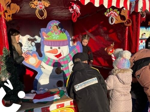Snowman Target Stall With Children Playing