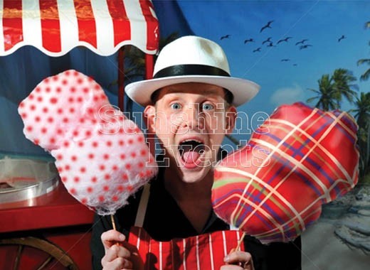 Fun Expert Ryan posing with our patterned candyfloss